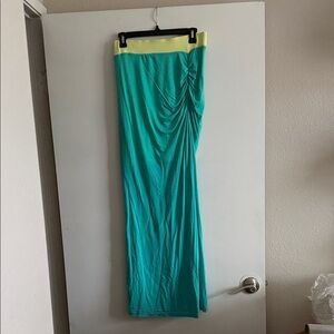 Elegant Teal and Yellow Maxi Skirt